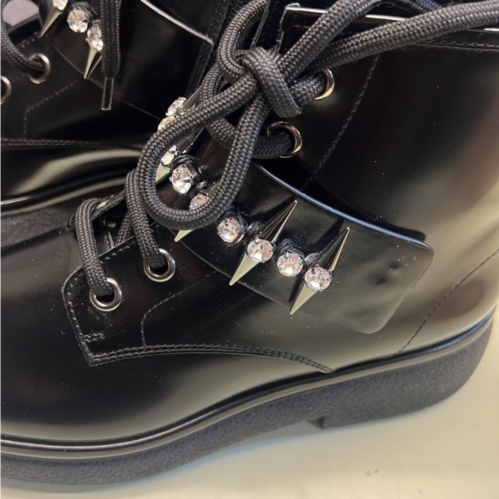 Agl MADE IN ITALY LEATHER Black Combat Moto Boots with Buckles original 615 $ - Picture 2 of 13